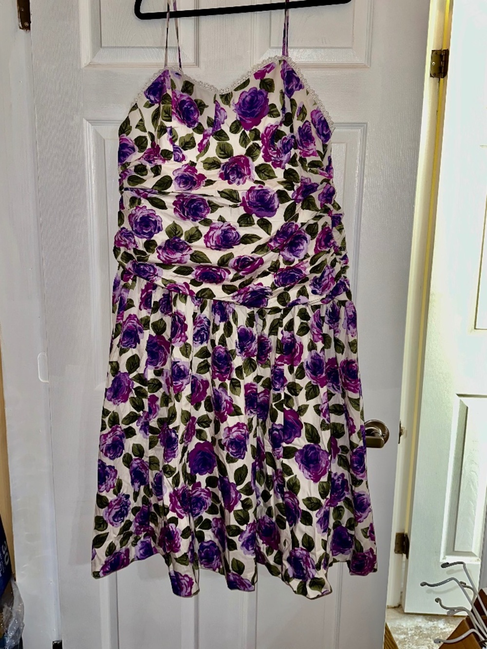 NWT Anthropologie Maeve Cotton Printed Midi Dress Purple Floral 2X Plus Floral